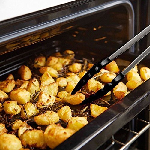 Cookey 10 Stück Silikon Geschirr Küche Kochutensilien mit Silikon und Hygiene Beschichtung, hitzebeständige Küchengeräte Perfekt für alle Arten von Kochen Mit GrillZange, Schneebesen, Bürste, Spatel, Schaumlöffel, Löffel Nudeln, Reis Paddel, Kelle, Suppenlöffel Hitzebeständige Koch und Backzubehör (Schwarz) - 7
