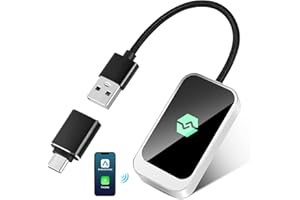 Ambesty Adattatore Wireless 2 in 1 per Android Auto e CarPlay, Adattatore Carplay Wireless, Converti Android Auto Cablato in Wireless, Adatto per Auto con AA e Carplay, 5GHz WiFi USB C/A, Plug & Play
