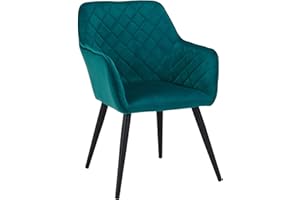 ‎DUHOME Duhome Küchenstuhl Esszimmerstuhl mit Armlehnen, Sitzfläche aus Samt,Metallbeine,Polsterstuhl für Schminktisch Wohnzimmer Küche, Petrol