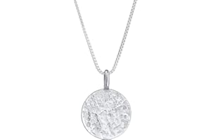 Kuzzoi Męski srebrny naszyjnik z okrągłą zawieszką w kształcie medalionu (15 mm), łańcuszek na szyję dla mężczyzny ze srebra wysokiej próby 925, łańcuszek z teksturowaną płytką, łańcuszek męski z