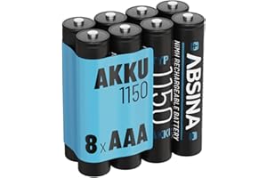 ABSINA AAA Akku für Telefon Gigaset 1150 NiMH 8er Pack - Akku AAA für Telefon mit 1,2V & min. 1050 mAh - Geeignet für Gigaset CL660HX, A400 A415, C300 C430, C475 C530 UVM.