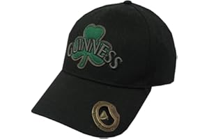 Black Guinness Baseball Cap With Bottle Opener And Green Shamrock Design