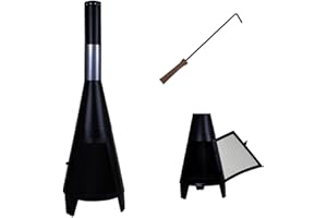 Marko Outdoor Chimenea Outdoor Garden Patio Heater Chimnea Square Wood Burner Steel Chiminea (Modern 120cm)