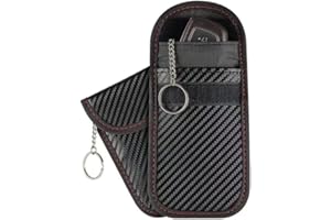 OGGIPRO Lote de 2 fundas de bloqueo de señal RFID para llave de coche, funda protectora anti RFID para llave a distancia con anillo llavero integrado de fibra de carbono – anti piratería