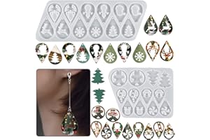 KyeeaDIY 2Pcs Stampi in Resina per Orecchini di Natale, Christmas Mold Stampo per Colata in Resina Epossidica Stampo Silicone Xmas Earring Molds Fai-da-Te Collane Ciondolo Pendenti Regali di Natale