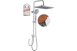 GAOZHI Colonna Doccia Soffione Colonna in Acciaio INOX Cromato Idromassaggio Senza Miscelatore Termostatica con Soffione Set Doccia a Pioggia 30×20cm Quadrato con Risparmiare acqua Doccetta Mano