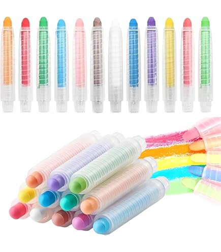 Fisher-Price Gessi Senza Polvere Per Bambini, 12 Colori Vivaci Con Supporti Regolabili, Custodia Portatile, Lavabili E Atossici, Per Lavagne, Marciapiedi E Carta - 2