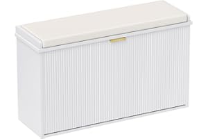 HOMCOM Shoe Bench with Padded Seat Cushion and Flip-Drawer, Shoe Cabinet Holds up to 120kg for Hallway, Entryway and Porch, 80x26x47.5cm, White