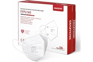 CRAZYCHIC - 100x Masque FFP2 NR Certifié Norme CE EN149 - Masque de Protection Respiratoire - Haute Filtration 5 Couches - Stock France Livraison Rapide - Boîte 100 pièces Blanc