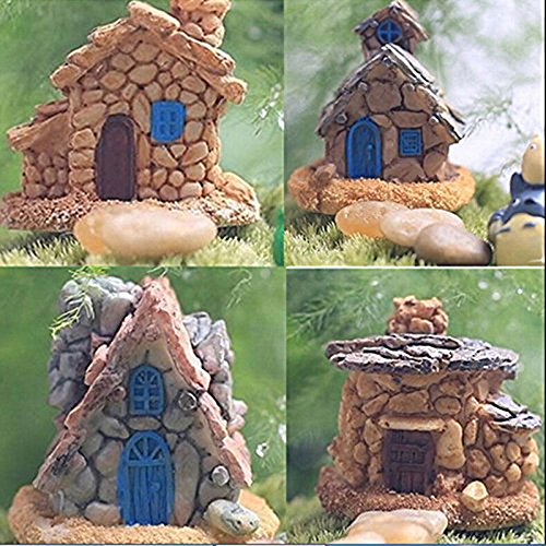 Ailiebhaus 4xFairy Garden fee Garten Miniature Steinhaus Garten Dekoration