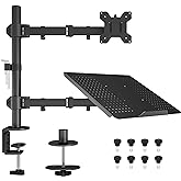 BONTEC Monitor and Laptop Stand for 13-27 Inch LED LCD Screens and Laptop up to 17 Inches, Monitor Stand with Tilt and Swivel