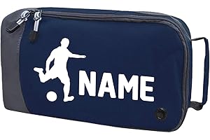 ABSOLUTELY TOP Personalised Football Boot Bag Childrens Footy Sports PE Boys Girls Rugby Kit, Midnight Navy/White Print