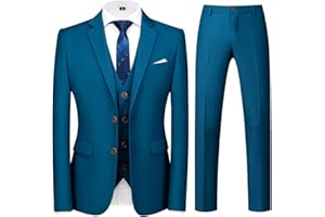 Allthemen Traje de Hombre de 3 Piezas de Ajuste Delgado con un Solo Pecho de Dos Botones Traje de Esmoquin de Boda Chaqueta Chaleco Pantalones