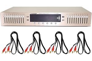 Jieotwice EQ665 Equalizer, Hifi-Heim-Equalizer, Equalizer, duales 10-Band-Stereo, Tonhochtöner und Basseinstellung, integriertes Bluetooth 220V(Gold)