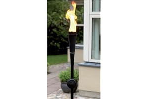 Krause & Sohn Gartenfackel Metall, Stabfackel mit Lampenölbetrieb, Fackel, Dekofackel (2, Schwarz)