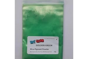 DIY CLUB Mica Powder Pigment Dye – 10g Bag – Ultra-Fine Colorant for Epoxy Resin, Soap Making, Candles, Slime, Nail Art, Jewelry Making - Safe & Non-Toxic Pigment Vibrant Colour (Golden Green)