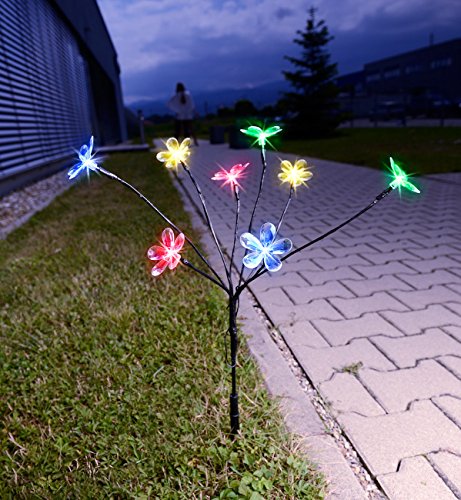 Lunartec Solar-LED-Lichterbaum mit 8 Blüten und Erdspieß, multicolor, 50 cm - 3