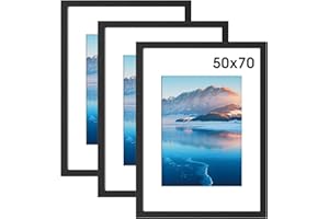 DTXDTech Lot de 3 cadres photo, 50 x 70 cm, en bois, noirs, montage mural, 50 x 70 cm, pour chambre à coucher et salon, décoration