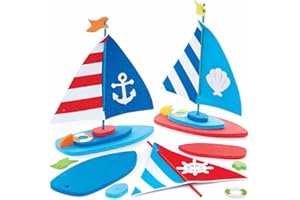 Baker Ross FC797 Sailboat Kits - Pack of 3, Boat Crafting Kits for Kids, Boys Arts and Crafts, Foam Sailboat