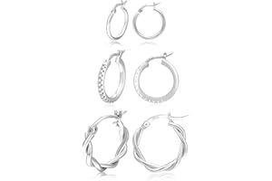 Gold Hoops Earrings for Women S925 Sterling Silver Post Hoop Earrings 18k Gold Hypoallergenic Cubic Zirconia Small Gold Hoops Earrings Set for Women Men 13/15 /20mm PABBEU