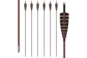 biubiusot 33" Handmade Wooden Arrows 6pcs Shaft Bamboo Traditional Arrows Turkey Feather Hunting Arrows for Archery Recurve Target Practice Bow Longbow Horsebow