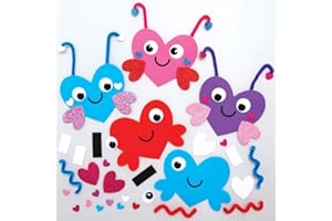 Baker Ross AX671 Love Bug Magnet Kits - Pack of 8, Mix and Match Crafts, Make Your Own Fridge Magnets, Art Kits for Children's Creativity, Small Gifts or Home Crafts