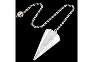 ‎QINJIEJIE QINJIEJIE Bergkristall Kristall Pendel Natürlichem Edelstein Pendulum Kristalle Esoterik Pendel mit Kette und Kugel für Wünschelruten Wahrsager Chakra Reiki Hexerei Zubehör Esoterik Geschenke