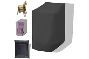 GATPHY Stapelstuhl Abdeckung 210D Oxford Wasserdicht Winterfest für 6 Stühle Schutz Abdeckplane Stühle Uv-Beständiges für Outdoor Stuhlabdeckung Gartenstuhl ( x 1)