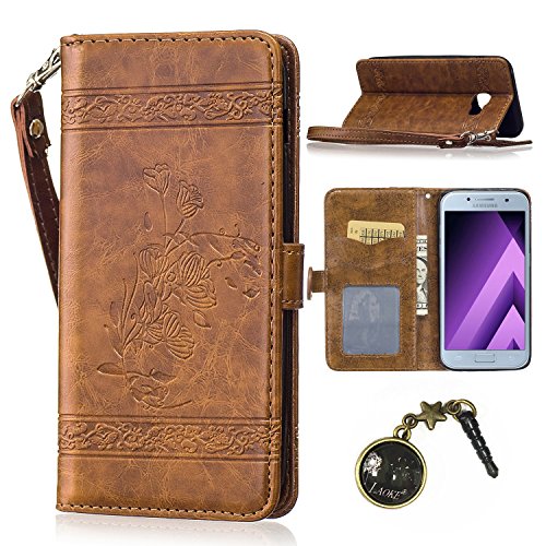 PU für Samsung Galaxy A5 (2017) Hülle Lederhülle Flip Wallet Cover PU + TPU Tasche PU Schutz Etui Schale Schutzhülle Für (Samsung Galaxy A5 (2017) mit Magnetverschluss Magnetic Flip Bookstyle Multi-Function Protektiv Kunstleder (+Staubstecker)