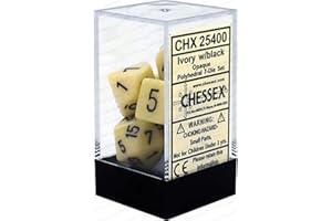 Chessex Dice: Polyhedral 7-Die Opaque Dice Set - Ivory with Black [Toy]