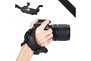 JJC DSLR Camera Hand Strap with U Type Plate for Nikon D850 D810 D750 D610 D7500 D7200 D7100 D5600 D5500 D3500 D3400 Canon 6D Mark II 7D Mark II EOS 5D Mark IV III 5Ds 5DsR 80D 77D 70D 60D (Black)
