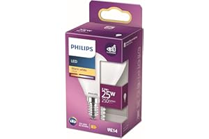 ‎PHILIPS Philips LED Classic E14 Lampe (25 W), matte LED Lampe in Tropfenform mit warmweißem Licht, energiesparende Lampe mit langer Nutzlebensdauer, Weiß