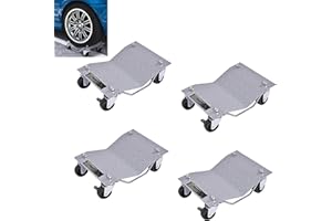 GiantexUK 4 Pack Tire Wheel Dollies, 6000LBS/2720KG Heavy Duty Car Tire Skates Positioning Trolley with Wheels, 12’’x16’’ Ball Bearings Recovery Jack Auto Repair Moving