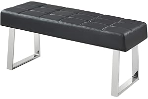 AINPECCA Dining Bench Seat Black Faux Leather Soft Dinning Room Long Seat 120 cm Padded Hallway Bench with Steel Base Lounge Stool (Black)