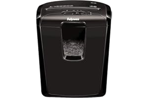 Fellowes Destructeur de Document M-8C, destructeur de Papier avec agrafes, Trombones et Carte de crédit, Coupe croisée, Verrouillage de sécurité, Corbeille 15L, Capacité : 8 Feuilles, Noir, 4604101