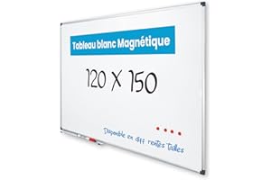 Vivol Tableau blanc Magnétique 120x150 cm panneau blanc Cadre en aluminium | Tableau magnétique avec étagère à crayons | Tableau feutre mural Mur magnétique | 14 tailles Magnétique effacable