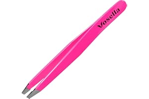Vosella - Schräge Pinzette für Präzise Haarentfernung, Edelstahl, Made in Solingen - Pink Blush