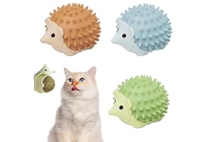 YHJXLY 3 Stück Igel-Form Katzenminze Wall Ball, Catnip Wall Ball, Katzenminze Spielzeug,Katzenminze Wandroller für Katzenlecken,Zahnreinigung Dentales essbares Kätzchenspielzeug mit Aufbewahrungsdeckel