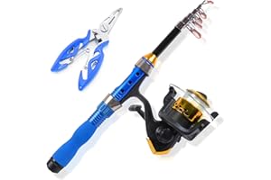 VEGENA Fishing Rod and Reel Combos: Fishing Rod Reel Set, Portable Fishing Spinning Rod and Reel Combo set,1.7m Telescopic Fishing Rod and Reel Combo Set for Travel Surf Saltwater Freshwater