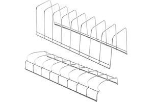 Jorzer Lot de 2 supports à vaisselle et bols – Organiseur de rangement peu encombrant, support vertical pour bols, organiseur d'assiettes réutilisable, argenté
