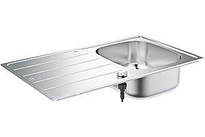 GROHE Évier de cuisine 1 bac avec égouttoir, K200, réversible, 86 x 50 x 18 cm, acier inoxydable chromé, 31552SD1 (Import Allemagne)