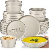 Tectake&reg; 24-Piece Stoneware Dinnerware Set for 6 People, Urban Style | Dishwasher and Microwave Safe, Stackable Pieces, Set o