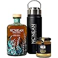 Nc'nean Hot Toddy Whisky Set | 46% ABV | 1 x 70cl Bottle of Nc'nean Organic Whisky 1 x Signature Nc’nean Flask & 1 x Pot of Scottish Bee Company Blossom Honey