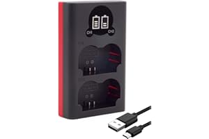 Baxxtar Mini Caricatore 18882 - Compatibile con batteria Fujifilm NP-W235 per GFX100S X-H2 X-H2S X-S20 X-T4 X-T5 - DUAL USB LCD - Alimentazione tramite USB-C o micro USB