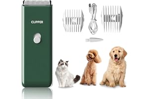 SUN YOBA Dog Clippers Pet Grooming Clippers Kit,Low Noise Shaver Portable Electric USB Rechargeable Cordless Trimmer for Dogs,Cats and Other Pets, Green