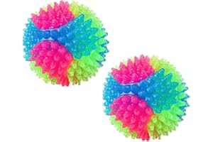 FineInno 2 Pcs LED Juguete de Pelota de Masticar,Bola de Mascota Perros, Bola de Salto para Perros y Gatos, luz LED Intermitente Chew Ball Toy