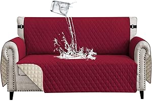 Lydevo Copridivano Impermeabile Copridivano 2 Posti con Braccioli per Animali Salvadivano Antigraffio Copridivano Trapuntato per Gatto Cani,Bordeaux