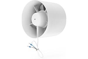 calimaero® INLINE Ventola Aspirazione 150mm, Estrattore Assiale con Valvola di non ritorno, Ventilatore In linea booster, Ventilatore ad inserimento tubolare 320m³/h, 18Watt / 35dB / IPX2 / Plastica