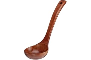 TsunNee Drewniana chochla do zupy, łyżka do zupy z naturalnego drewna, łyżka do owsianki, długość 24 cm