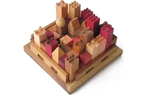 LEDELIRANT CITY Rompicapo in legno massiccio eco-responsabile alle Norme CE, difficoltà 5/6 di 10 anni, Marchio Francese Le Délirant, grande posibilta di combinazioni: 13 città diverse a costruire.